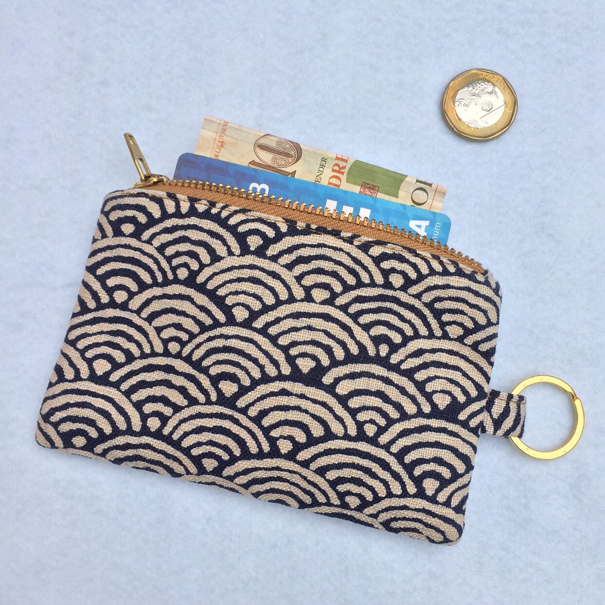 Set of 2 Holder Keychain Wallets with Zipper for Men and Women. Small Canvas Coin Pouch with Key ring.Gift for Dad, Boyfriend, Husband.