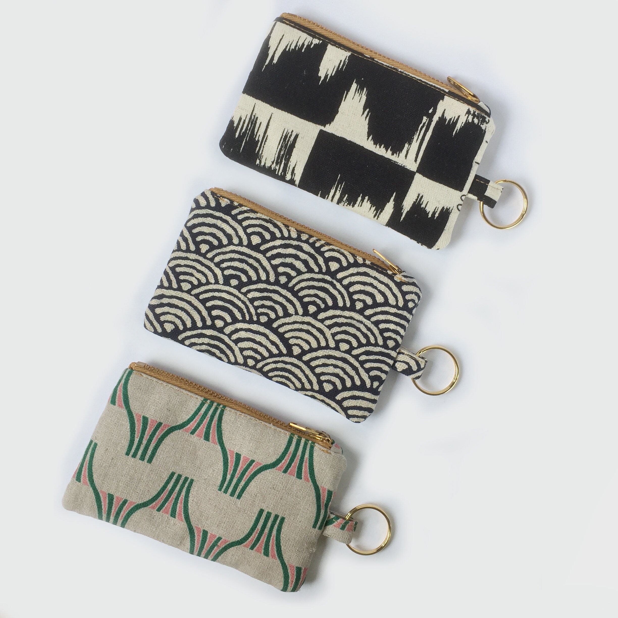 Coin Purse [ Made in Japan ] Traditional Edo Komon Design Small Change  Pouch Cherry blossom (Black)