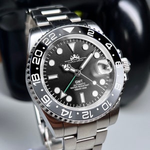 40mm Custom Blue & Red GMT Watch, Japan NH34 GMT Movement