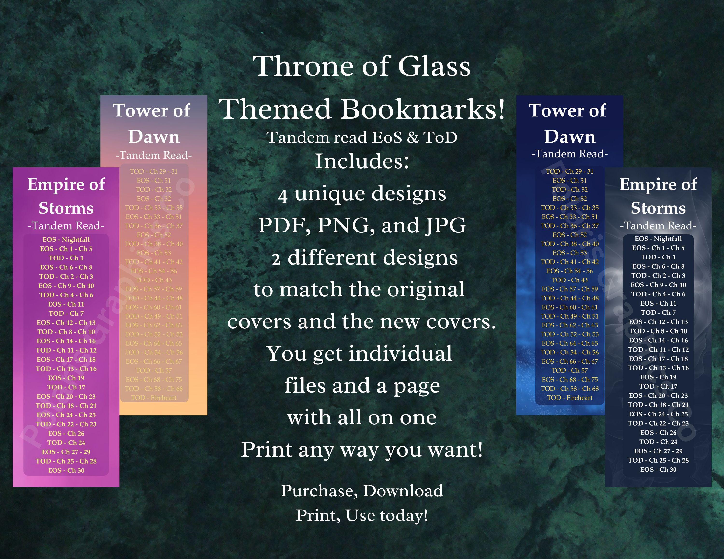 Throne of Glass Printable Bookmarks Empire of Storms Tower of Dawn