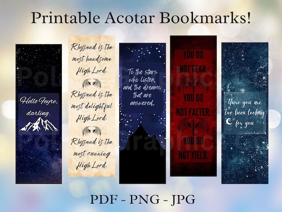 Acotar Rhys Inspired Bookmarks, Romantasy Art (Digital Download)