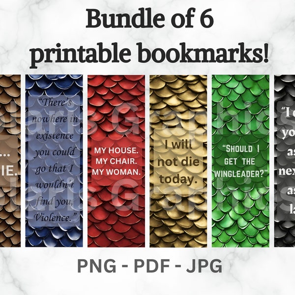 Printable Fourth Wing Dragon Bookmarks, Dragon Scales, Iron Flame, Fourth Wing Quotes, Instant Download, Fantasy, Digital Files PDF PNG JPG