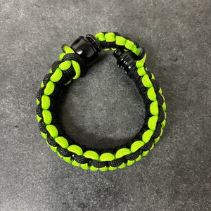 Paracord Pipe Bracelet Black Lime Green