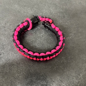 Paracord Pipe Bracelet Neon Pink and Black