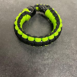 Paracord Pipe Bracelet Black Lime Green