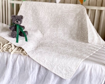 Linen Baby Quilt: Stonewashed Flax Blanket, Natural Bedding