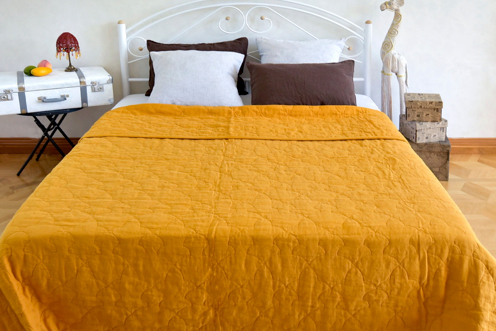 Natural Linen Bedspread Stonewashed Provincial Style LILY Bed Etsy