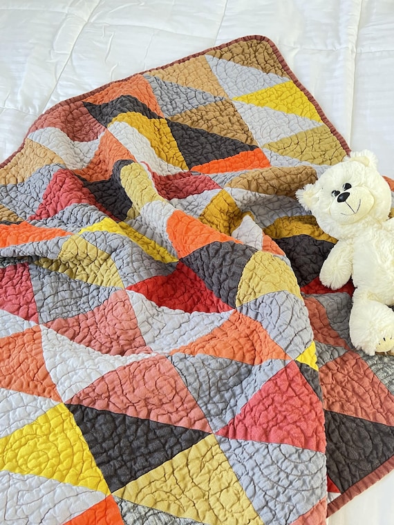 Baby Decke Patchwork: Natursteingewaschener Stoff, weiche