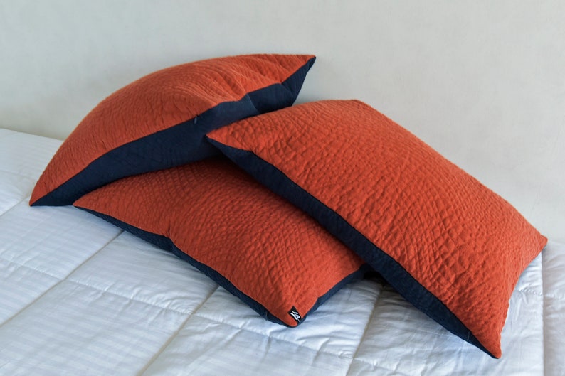 Linen TWO Pillowcases Quilted Two Colors Bedding Home - Etsy