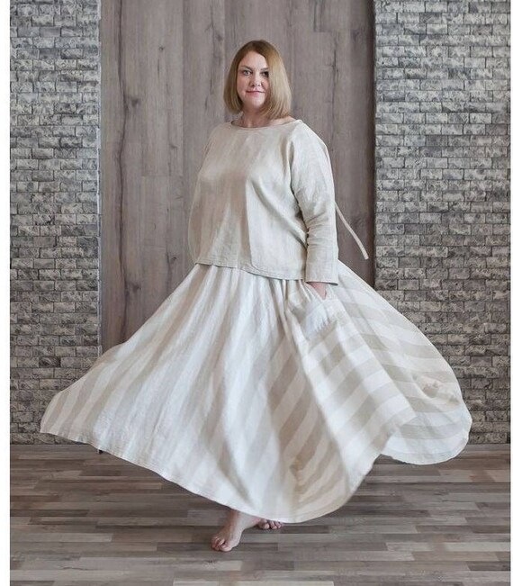Plus Size Maxi Linen Skirt Long Circle Skirt Full Swing Skirt Etsy