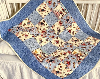 Patchwork Baby Quilt, Personalized Kid's Blanket, Toddler Play Mat, Quilted Child's Blanket, Baby Shower Gift, Modern patriotic theme Quilt