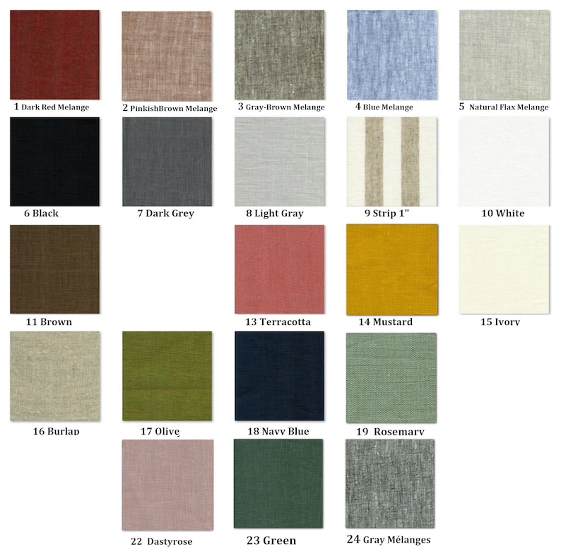 Flax Sample Chart LifeInLinenStudio Color Choices Bedding Etsy