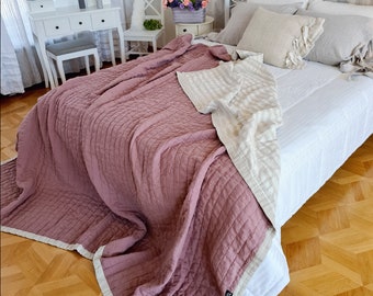 Lightweight Linen Comforter, Custom Colors, Stonewashed Quilt, Double-Sided Eco Bedding