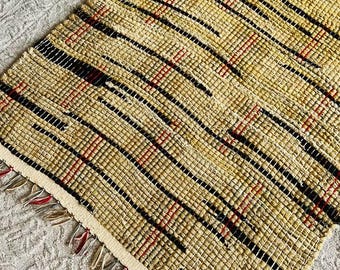 Handwoven Linen Rug Runner, Warm Clay Rustic Kitchen Runner, 24x52