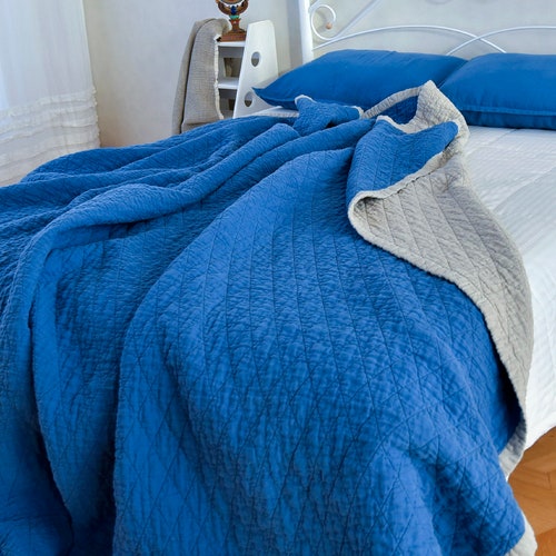 SUMMER Linen Organic Blanket Flax King Size Quilt Stonewashed Etsy