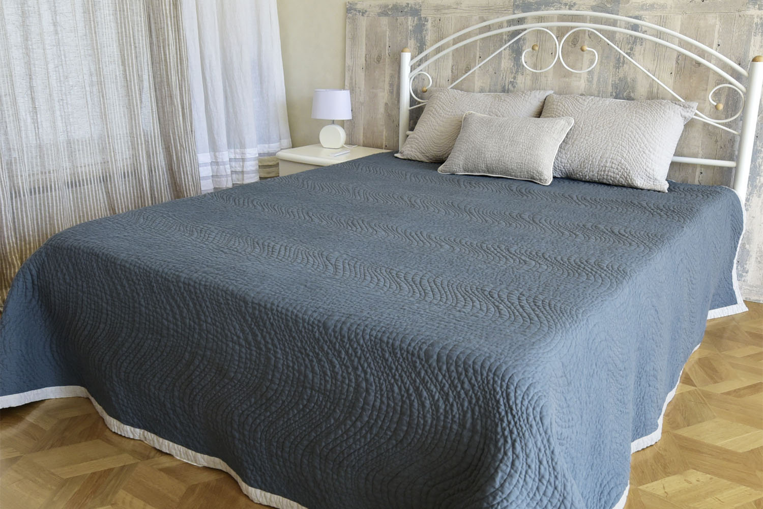 Two Сolor Quilted Linen Blanket 100 Flax Quilt Bedspread Etsy