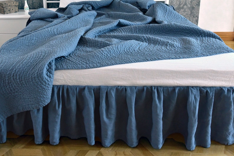 White Bed Skirt Queen King Ruffled Romantic Gathered Dust Ruffle Wrap 16 Drop Home Garden Skirts White Bed Skirt Queen King Ruffled, Queen White Bed Skirt 16 Drop