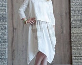 Knee Length Linen Skirt Custom Romantic Dress Flax Clothing Hippie Skirt Asymmetric Dress Birthday Gift Casual Summer Skirt