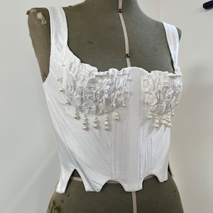 Pearly White Silk Corset Bustier (Made to Order)