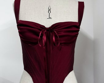 Immoral London Deep Red Silk Corset Bustier (Made to Order)