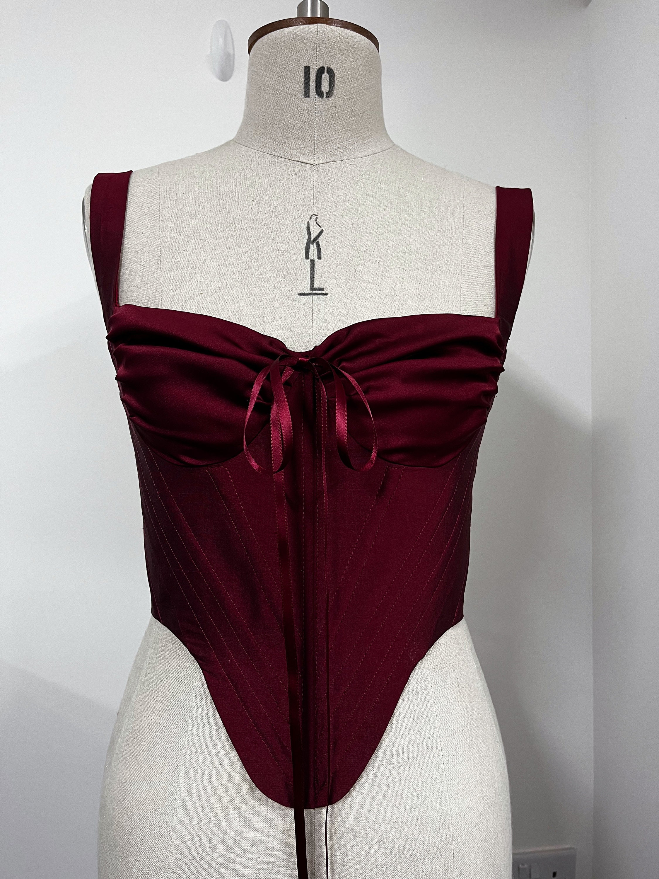 Velvet Real CORSET Red Black OVERBUST Lace Guipure GOTHIC Victorian Vampire  Tight Lacing Wine Waist 