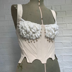 Pearly White Scalloped Corset Bustier (Made to Order)