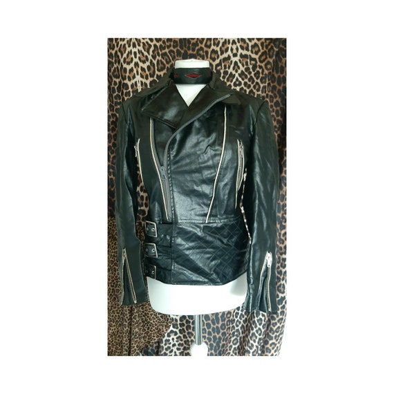 Vintage 1970's biker real leather womens jacket - image 1