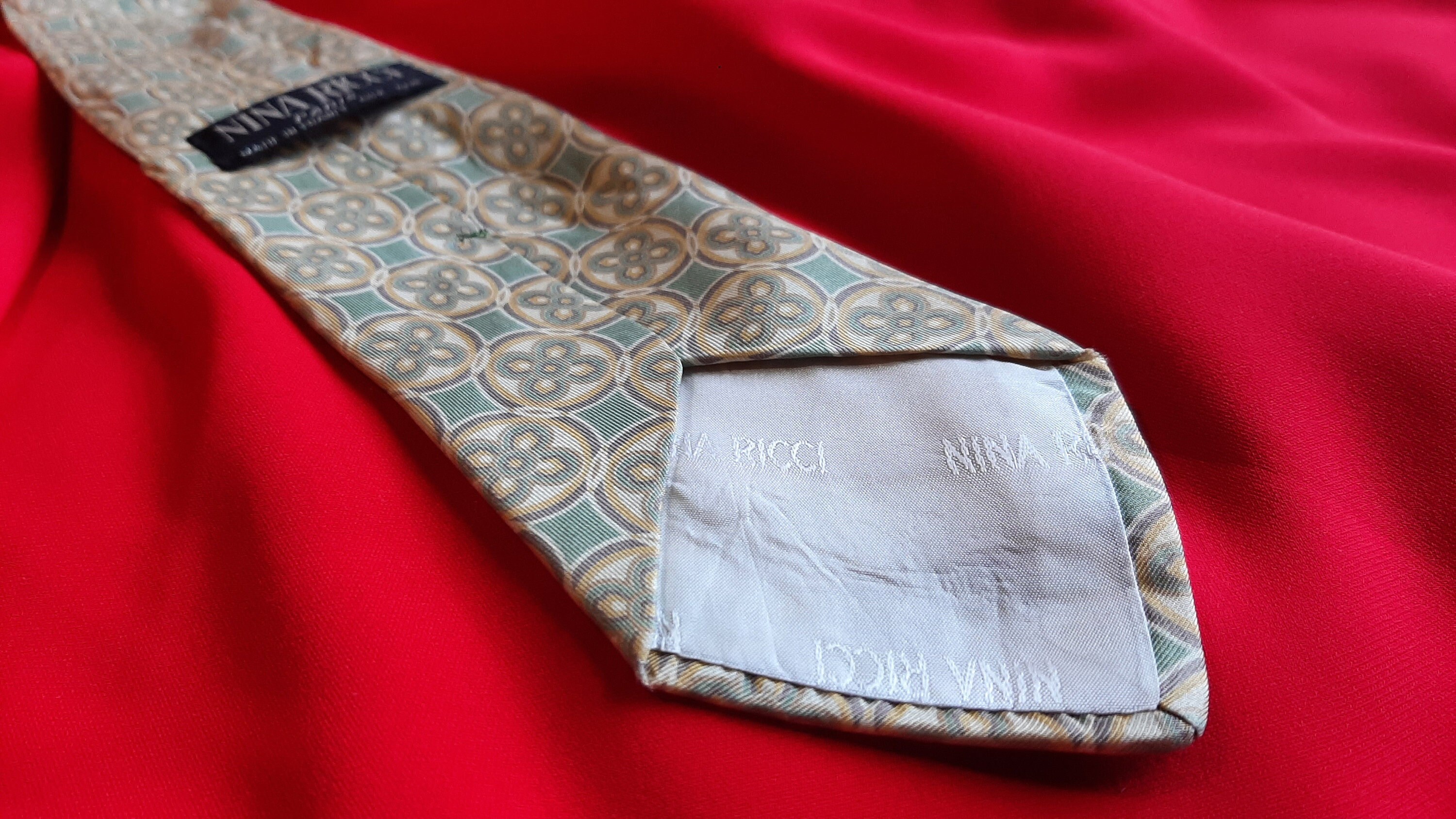 Cravate Homme Vintage Nina Ricci Monsieur Paris-Seoul, Soie Tissée Gros Pois, Largeur 10 Cm