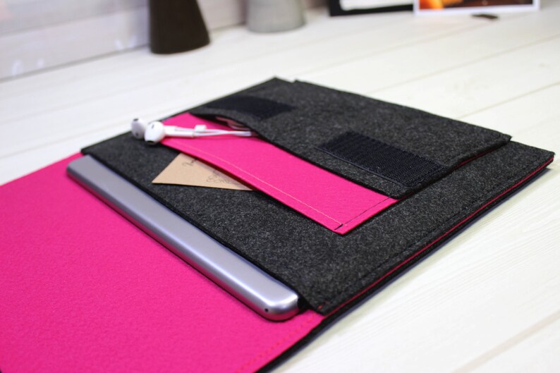 6 Inch Tablet Case 8 Sleeve Ipad Mini 4 Felt Hot Pink Black Minimal Gift