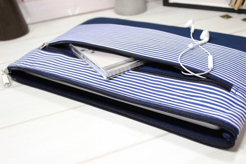 Macbook Air Sleeve 12 Inch Laptop Case Blue Stripe Sleeve Etsy