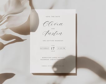 Minimalist Save The Date, Save The Date Template, Printable Save The Date Invitation, Elegant Save The Date, Instant Download Invite