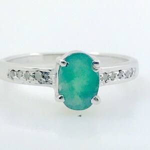 Natural Emerald Ring With Diamond in 925 Sterling Silver | May Birthstone | Emerald Cut Ring | Engagement Ring | Oval Emerald Gemstone Ring