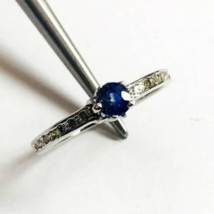 Dainty Blue Sapphire Ring With Diamonds | Sterling Silver Ring | Sapphire Engagement Ring | September Birthstone Ring | Neelam Gemstone Ring