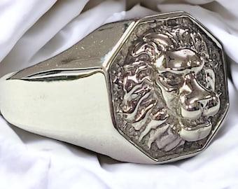 Bold Sterling Silver Gothic Lion Ring: 3D Face Design for Men & Women , Statement Ring , Unisex style - fearless emotion