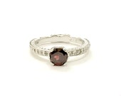 RED GARNET RING , January birthstone , Red Garnet oval ring Deep brownish red, Engagement ring