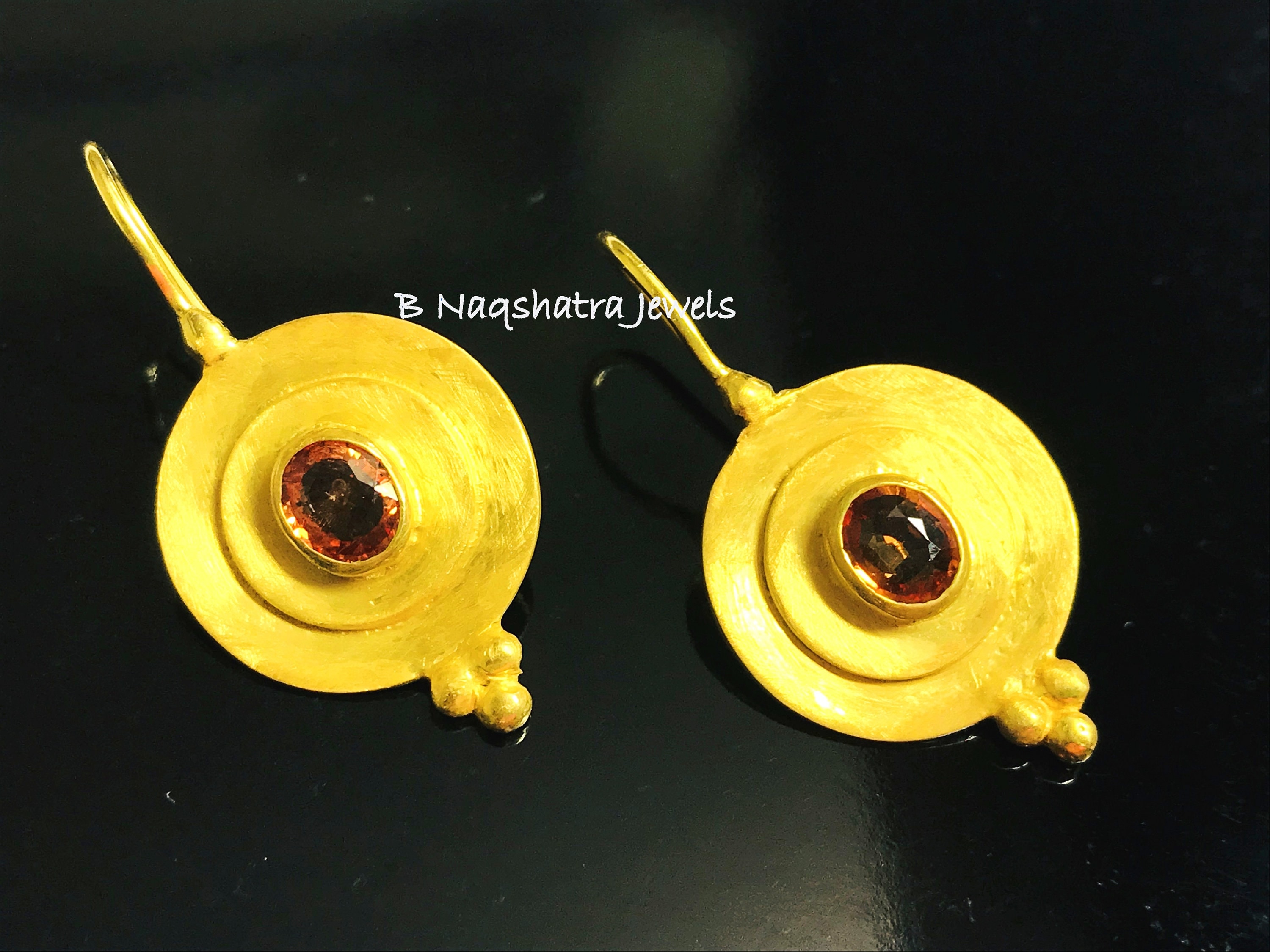 Orange Sapphire Hoop EARRINGS Sterling silverDangle Earrings Etsy