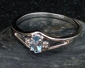 AQUAMARINE Stacking Ring Studded with natural Diamonds,Dainty Ring,March Birthstone, valentine Gift For her.
