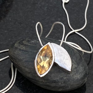 Madeira Citrine Pendant In 925 Sterling Silver | Yellow Pendant | November Birthstone Pendant | Large Natural Citrine Pendant | Gift for her