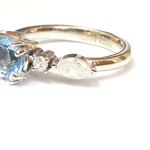 Santa Maria Aquamarine Diamond Engagement Ring, White gold Wedding Ring, Aquamarine solitaire Ring. image 3