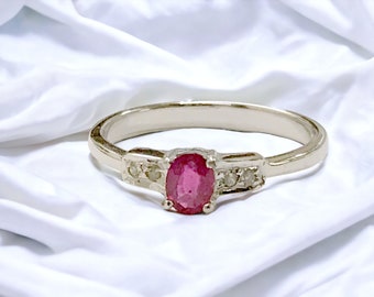 July Jewel: Unique Ruby Ring with Diamonds ,Birthstone/Anniversary Gift, Unique Engagement ring