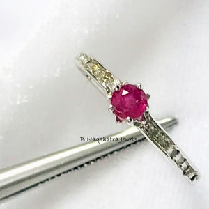 Minimalist Ruby Ring | July Birthstone Red Ruby Ring | Ruby Diamond Ring | Ruby Engagement Ring | Promise Ring For Her | Valentines Day Gift