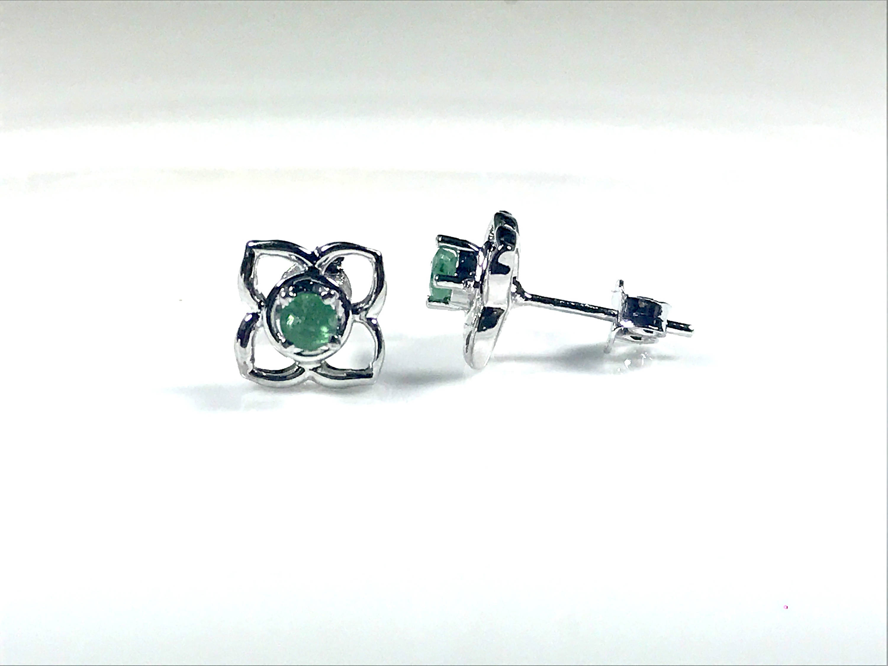 NATURAL GREEN EMERALD Stud Earrings in silver with beautiful Etsy