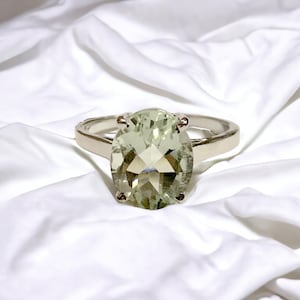 Green Amethyst Ring | 925 Sterling Silver Ring | Prasiolite Green Quartz Ring | February Birthstone Ring | Unisex Ring | Amethyst Stone Ring