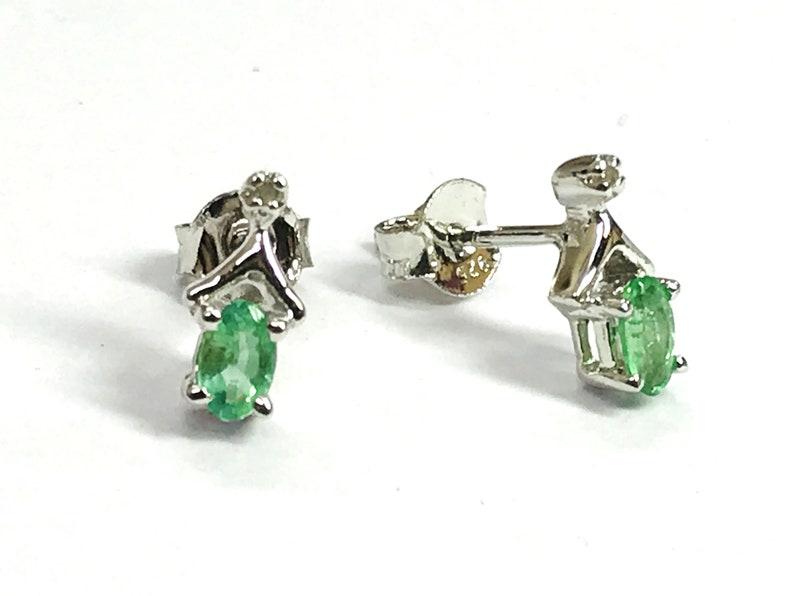 TINY EMERALD DIAMONDS Stud earrings Natural Diamonds,Green Beryl earrings,Natural Emerald,Gift for loved ones .. May birthstone