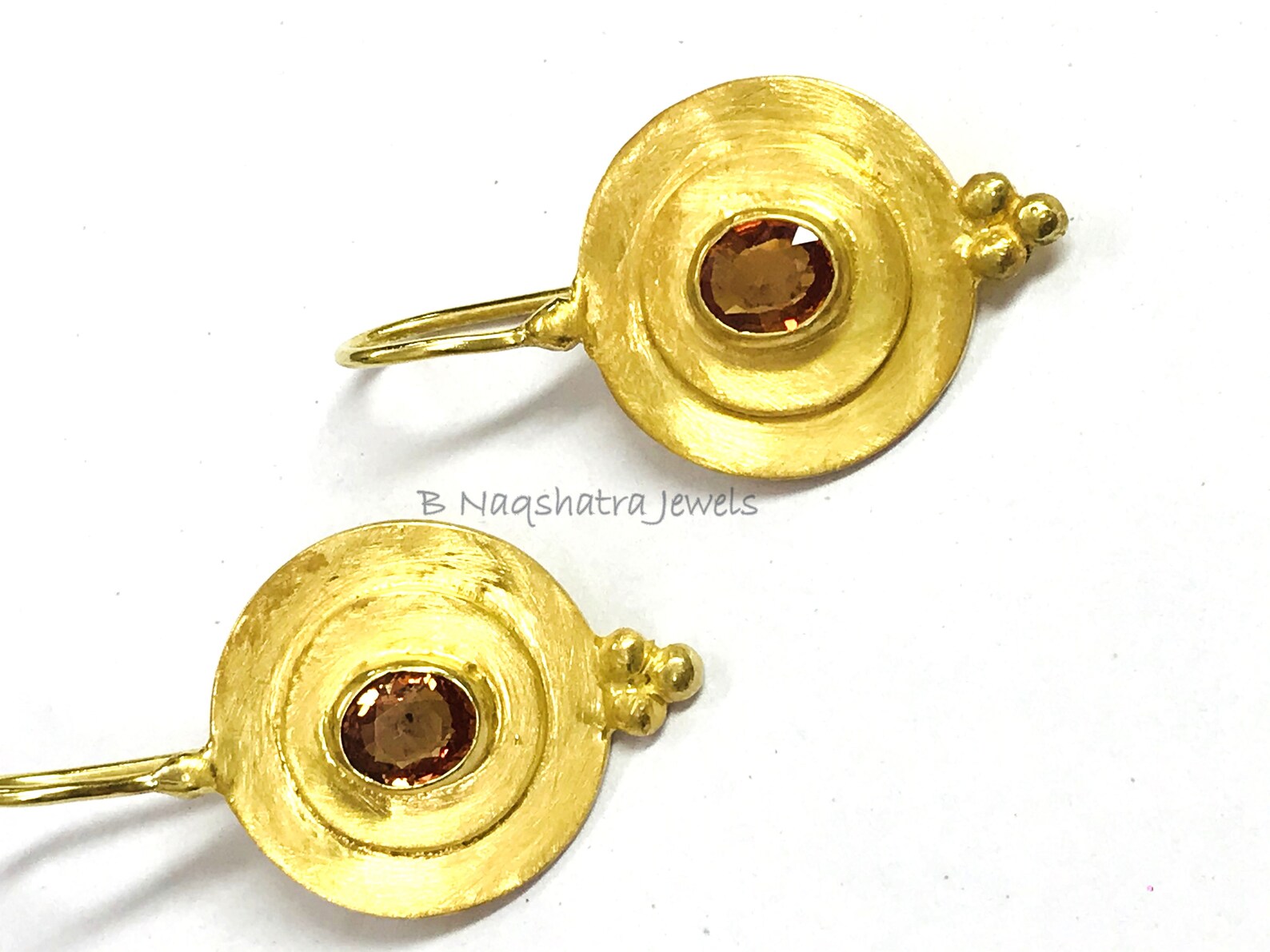 Orange Sapphire Hoop EARRINGS Sterling silverDangle Earrings Etsy