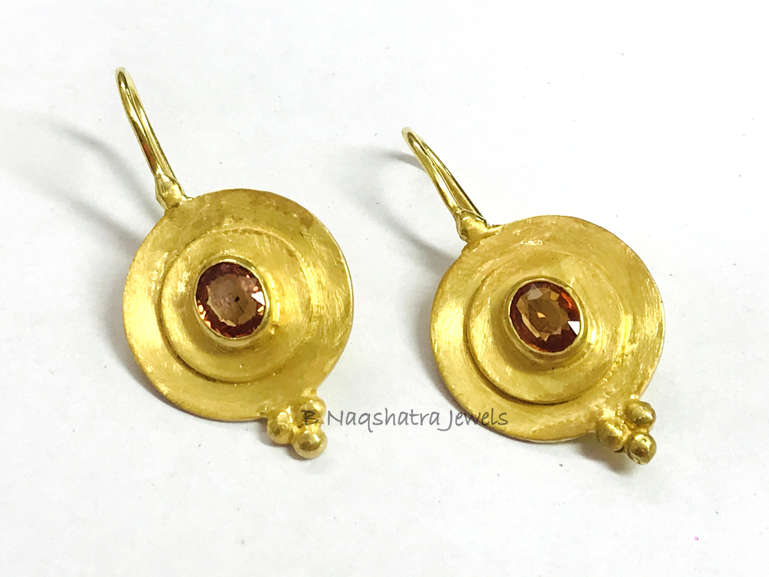 Orange Sapphire Hoop EARRINGS Sterling silverDangle Earrings Etsy