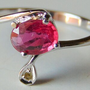 Ruby Diamond Ring | Sterling Silver Ring | Ruby Anniversary Gift | July Birthstone Oval Cut Ring | Natural Ruby Ring | Valentines Day Gift |