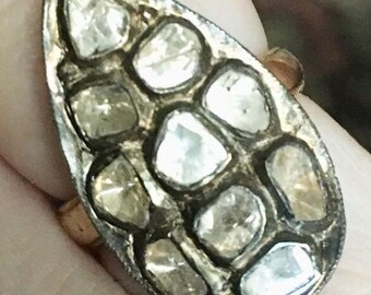 DIAMOND COCKTAIL RING, Diamond Cluster Ring, Flat Diamond wedding ring, Bridal Statement Ring, April Birthstone Gift.