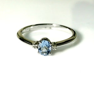 AQUAMARINE DIAMOND RINGS ,Sterling silver ,March birthstone , engagement ring ,Aquamarine Jewelry,natural aquamarine image 3