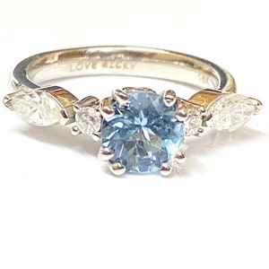 Santa Maria Aquamarine Diamond Engagement Ring, White gold Wedding Ring, Aquamarine solitaire Ring. image 1